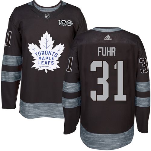 Adidas Maple Leafs #31 Grant Fuhr Black 1917-100th Anniversary Stitched NHL Jersey - Click Image to Close